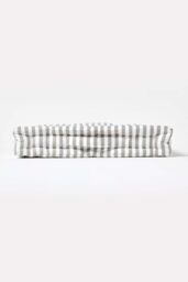 Homescapes Cotton Thin Stripe Floor Cushion in Light Grey - Size: 50 cm x 50 cm - thumbnail 5