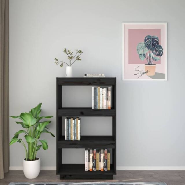 Berkfield Home Beautiful Book Cabinet/Room Divider Black 60x35x103 cm Solid Wood Pine - Size: 60 x 35 x 103 cm - image 1