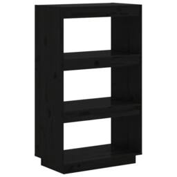 Berkfield Home Beautiful Book Cabinet/Room Divider Black 60x35x103 cm Solid Wood Pine - Size: 60 x 35 x 103 cm - thumbnail 3