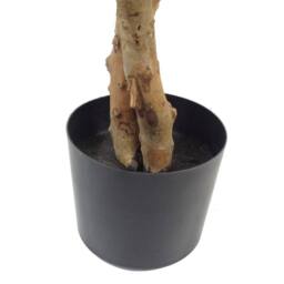 Leaf 130cm Artificial Variegated Bushy Ficus Tree Silver Planter in Green - thumbnail 4