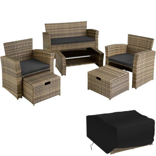 tectake Garden Furniture Set Modena in Natural - Size: 4 Person - image 1