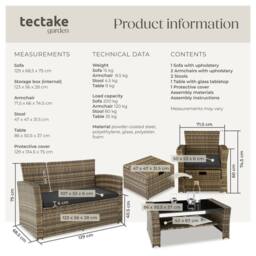 tectake Garden Furniture Set Modena in Natural - Size: 4 Person - thumbnail 6