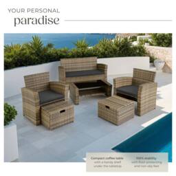 tectake Garden Furniture Set Modena in Natural - Size: 4 Person - thumbnail 4