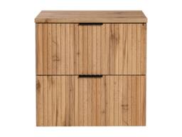 Vente-unique Striped Wall-Hung Vanity Unit With Shelf - Light Natural - W60 Cm in Light Oak