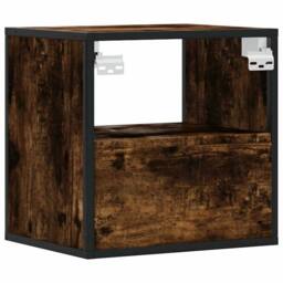 Berkfield Home Durable Wall-mounted Bedside Cabinet Smoked Oak 40x31x39.5 cm in Brown - thumbnail 7