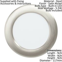 Loops Wall / Ceiling Flush Downlight Satin Nickel Steel 5.5W Built in LED in Metallics - thumbnail 2