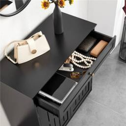 Kelvenix black Shoe Cabinet Wooden Shoe Storage Cabinet - Size: 0.6m2 - thumbnail 4
