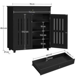 Kelvenix black Shoe Cabinet Wooden Shoe Storage Cabinet - Size: 0.6m2 - thumbnail 2