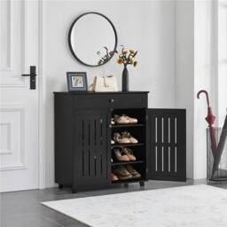 Kelvenix black Shoe Cabinet Wooden Shoe Storage Cabinet - Size: 0.6m2 - thumbnail 1