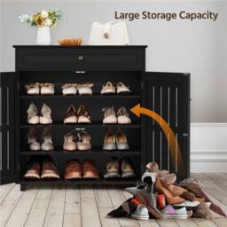 Kelvenix black Shoe Cabinet Wooden Shoe Storage Cabinet - Size: 0.6m2 - thumbnail 3