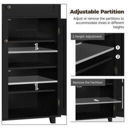 Kelvenix black Shoe Cabinet Wooden Shoe Storage Cabinet - Size: 0.6m2 - thumbnail 5