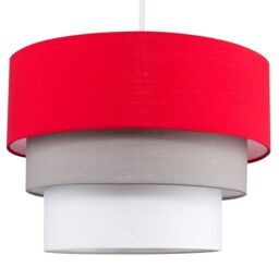 ValueLights Aztec Three Tier Easy Fit Fabric Ceiling Pendant Lamp Shade with Bulb in Red - thumbnail 2