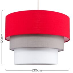 ValueLights Aztec Three Tier Easy Fit Fabric Ceiling Pendant Lamp Shade with Bulb in Red - thumbnail 7