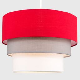 ValueLights Aztec Three Tier Easy Fit Fabric Ceiling Pendant Lamp Shade with Bulb in Red - thumbnail 3