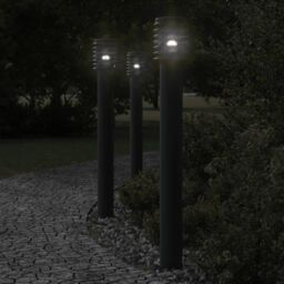 Berkfield Home Outdoor Floor Lamp Black 110cm Stainless Steel - thumbnail 1