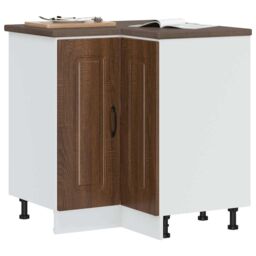 Berkfield Home Kitchen Corner Base Cabinet Kalmar Brown Oak Engineered Wood - thumbnail 1