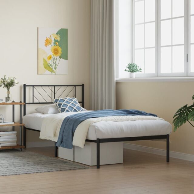 Berkfield Home Metal Bed Frame with Headboard Black 80x200 cm - image 1