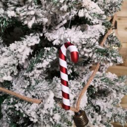 Samuel Alexander Set of 6 12cm Glass Red & White Stripe Candy Cane Christmas Tree Decorations - thumbnail 1