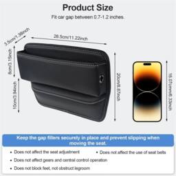 Kelvenix Car Seat Gap Filler Phone Holder Storage Box in Black - Size: 500mm - thumbnail 2