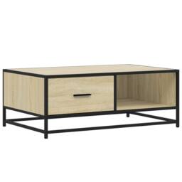 Berkfield Home Durable Coffee Table Sonoma Oak 90x57x35 cm Engineered Wood & Metal in Light Tan - Size: 90 x 57 x 35 cm - thumbnail 3