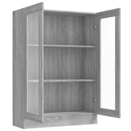 Berkfield Home Vitrine Cabinet Grey Sonoma 82.5x30.5x115 cm Engineered Wood - thumbnail 5