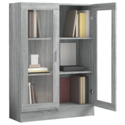 Berkfield Home Vitrine Cabinet Grey Sonoma 82.5x30.5x115 cm Engineered Wood - thumbnail 4