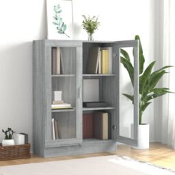 Berkfield Home Vitrine Cabinet Grey Sonoma 82.5x30.5x115 cm Engineered Wood - thumbnail 3