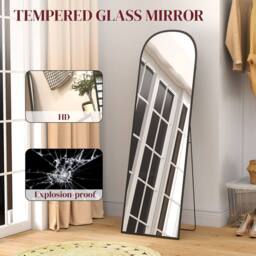 HOMCOM Full Length Mirror with Aluminium Alloy Frame Hanging or Leaning in Black - Size: Large - thumbnail 6