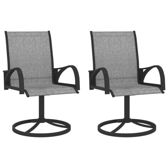 Berkfield Home Garden Swivel Chairs 2 pcs Textilene & Steel Grey - image 1