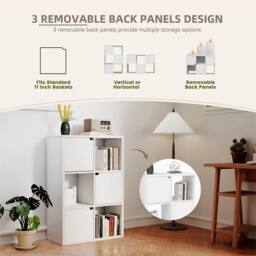 Kelvenix 6 Bookcase with Door, Wooden Shelving Display Shelf Storage Unit in White - thumbnail 3