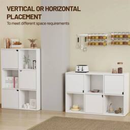 Kelvenix 6 Bookcase with Door, Wooden Shelving Display Shelf Storage Unit in White - thumbnail 4