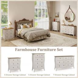 Kelvenix Farmhouse 7-Drawer Cabinet Closet Organizer -Grey in Grey - Size: 0.6m2 - thumbnail 5