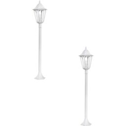 Loops 2 PACK IP44 Outdoor Bollard Light White Aluminium Lantern 60W E27 Tall Lamp Post - thumbnail 1