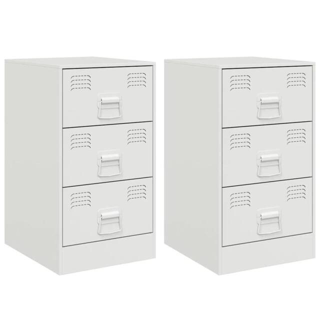 Berkfield Home Bedside Cabinets 2 pcs White 34.5x39x62 cm Steel - image 1
