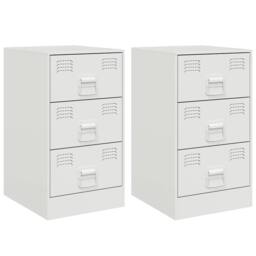 Berkfield Home Bedside Cabinets 2 pcs White 34.5x39x62 cm Steel - thumbnail 1