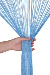 Neel Blue Glitter String Curtain Polyester Fringe Panel Spaghetti Tassel Curtain, 200cm x 90cm in Baby Blue - Size: 200 cm x 90 cm - thumbnail 5