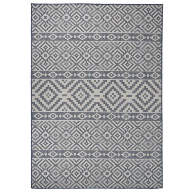 Berkfield Home Outdoor Flatweave Rug 120x170 cm Blue Stripes - Size: 100 cm diameter - image 1