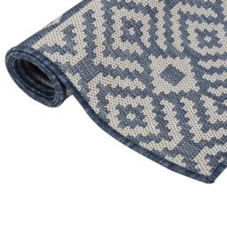 Berkfield Home Outdoor Flatweave Rug 120x170 cm Blue Stripes - Size: 100 cm diameter - thumbnail 3