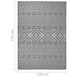 Berkfield Home Outdoor Flatweave Rug 120x170 cm Blue Stripes - Size: 100 cm diameter - thumbnail 6