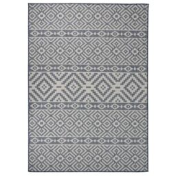 Berkfield Home Outdoor Flatweave Rug 120x170 cm Blue Stripes - Size: 100 cm diameter - thumbnail 1
