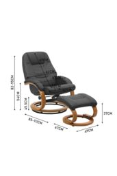 H&O Direct Modern Style Leather Soft Recliner with Footstool in Black - thumbnail 6