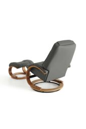 H&O Direct Modern Style Leather Soft Recliner with Footstool in Black - thumbnail 4