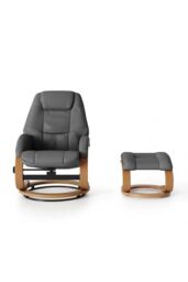 H&O Direct Modern Style Leather Soft Recliner with Footstool in Black - thumbnail 5