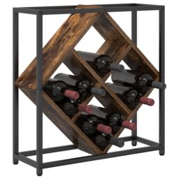 Berkfield Home Wine Rack Smoked Oak 51x18x52, 5 cm Engineered Wood in Brown - thumbnail 3