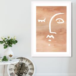 ARTZE Abstract Terracotta Face Framed Print SIZE: A2 with White Frame - Size: A4 - thumbnail 2