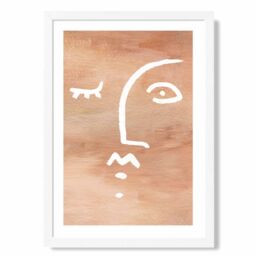 ARTZE Abstract Terracotta Face Framed Print SIZE: A2 with White Frame - Size: A4