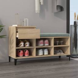Berkfield Home Shoe Cabinet Sonoma Oak 102x36x60 cm Engineered Wood in Tan - Size: 102 x 36 x 60 cm - thumbnail 3