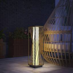OUTSUNNY Rattan Solar Floor Lamp, Auto On/Off LED Garden Lights, Grey - Size: 8 inches - thumbnail 1