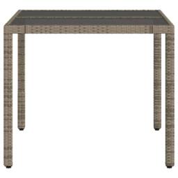 Berkfield Home Garden Table with Glass Top Grey 90x90x75 cm Poly Rattan - Size: 90 x 90 x 75 cm - thumbnail 5