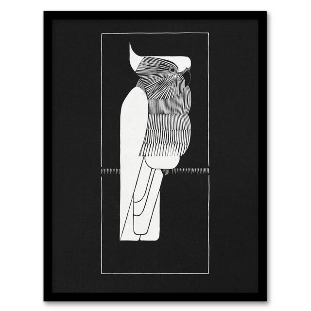 Artery8 Sulphur Crested Cockatoo Parrot De Mesquita Framed Wall Art Print in Black - Size: A4 - image 1